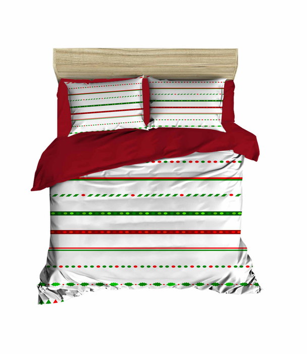 L'essentiel linge de maison Juego de funda nórdica doble con diseño 3D rojo, verde y blanco L'essentiel linge de maison Juego de funda nórdica doble con diseño 3D rojo, verde y blanco